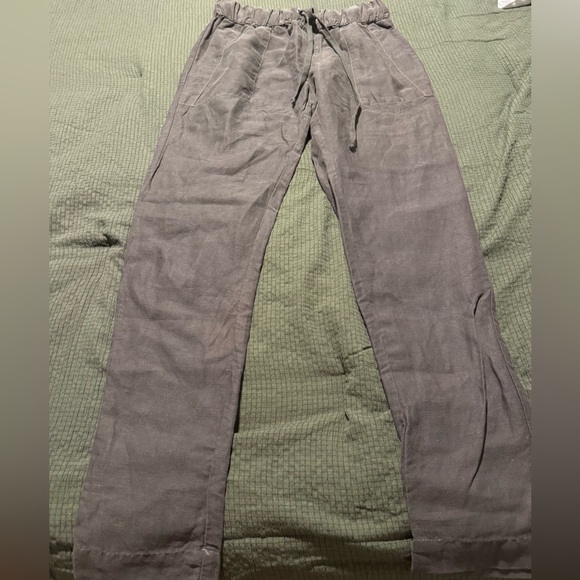 Enza Costa French Linen Pants Women's Size 0/small Army Green - Picture 6 of 9